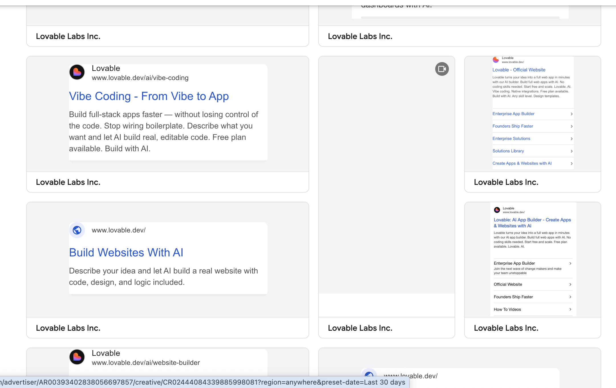 Lovable's Google Ads: high-intent search ads for vibe coding and build websites with AI